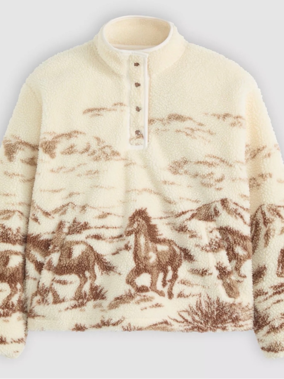 Levi's Cream and Brown Scenic Sherpa Turtleneck Pullover